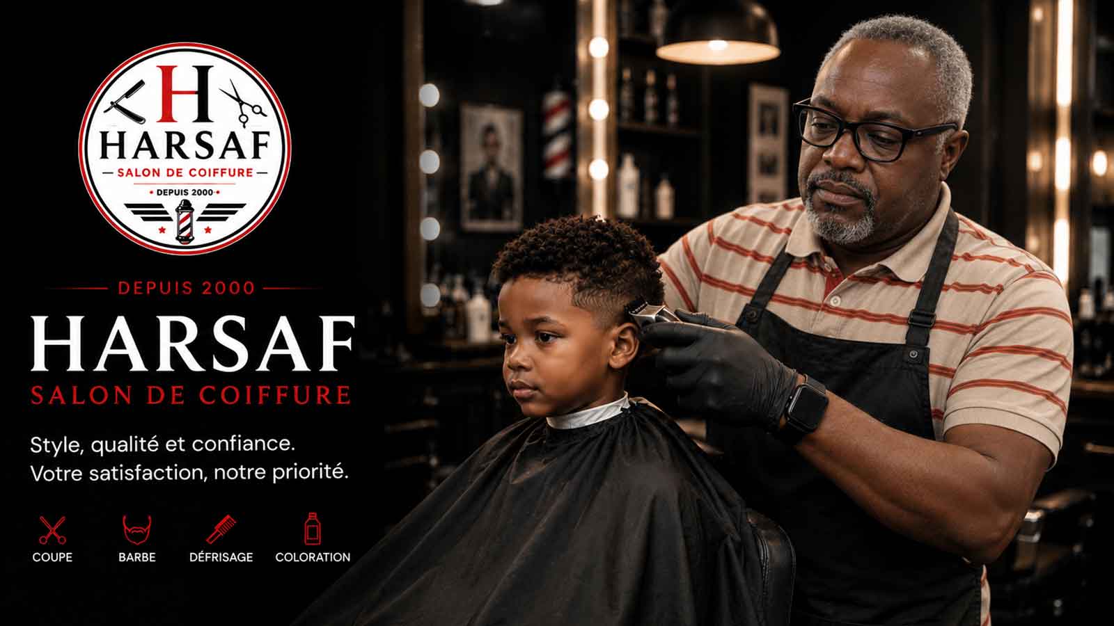HARSAF Salon de Coiffure — coupe homme en cours, style, qualité et confiance